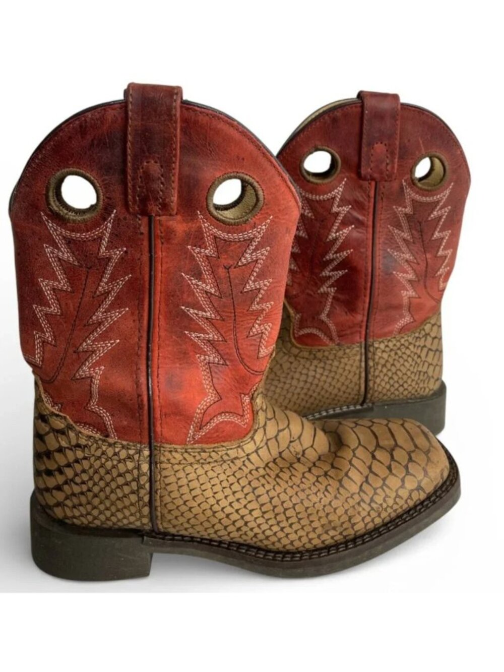 Cody James Leather Western Cowboy Boots Boys Kids Youth Size 3 Snakeskin Print